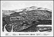 Housatonic Massachusetts Vintage Map Birds Eye View 1890 Black and White Drawing by Carol Japp
