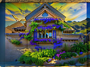 House With Very Very Blue Flowers Digital Art by Eris And AI House With Very Very Blue Flowers Digital Art by Eris And AI