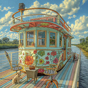 Houseboat Haven IV Painting by Steve Hunziker