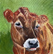 How Now Brown Cow Painting by Lisa Burlinson