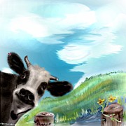 How now Brown Cow Mixed Media by Pamela Calhoun