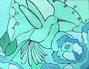 Hummingbird Blue Painting by Jam Art