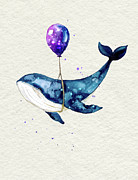 Humpback Whale With Purple Balloon Watercolor Painting Painting by Garden Of Delights Humpback Whale With Purple Balloon Watercolor Painting Painting by Garden Of Delights