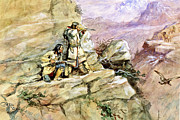 Hunting Big Horn Sheep 1898 Painting by Charles Marion Russell