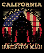 Huntington Beach California Bigfoot 4th of July Patriotic USA Flag Sasquatch Digital Art by Elsayed Atta
