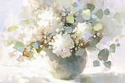 Hydrangea And Eucalyptus Painting by Tina LeCour Hydrangea And Eucalyptus Painting by Tina LeCour