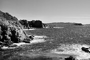 Hyeres, Giens, France, Mediterranean Sea, rocky coastline black and white Photograph by Severija Kirilovaite