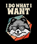 I Do What I Want Pomeranian Vintage Dog I Retro Digital Art by Maximus Designs