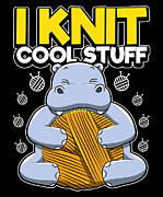 I Knit Cool Stuff Hippo Knitting Digital Art by Mister Tee