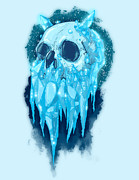 Ice Elemental Skull Drawing by Ludwig Van Bacon