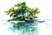 Idyllic Paradise Art Painting by Lourry Legarde Idyllic Paradise Art Painting by Lourry Legarde