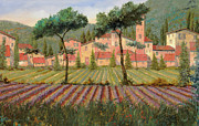 Il Villaggio Tra I Campi Di Lavanda Painting by Guido Borelli