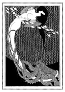 Illustrations by Julius Klinger - Female nude with octopus and fish Drawing by Julius Klinger