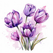 Impressionist Purple Flowers Painting by Lourry Legarde Impressionist Purple Flowers Painting by Lourry Legarde