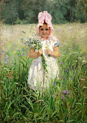 In the flowers Portrait of the artist's daughter Vasily Polenov Painting by Emily Shanks