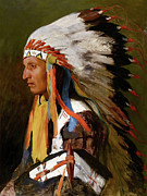 Indian Chief, 1890 Painting by Richard Lorenz