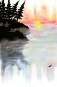 Indiana Sunset Over a Lake Digital Art by Angrulla MF