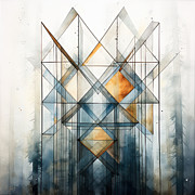 Indigo Wilderness - Navy blue and Orange Art Painting by Lourry Legarde