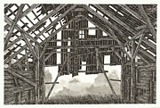 Inside an Abandoned Barn Drawing by Jonathan Baldock