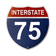 Interstate 75 Travel Vintage Road Sign Transparent Mixed Media by Design Turnpike