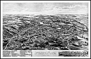 Ipswich Massachusetts Vintage Map Birds Eye View 1893 Black and White Drawing by Carol Japp