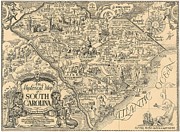 Irving Geisberg - An Hysterical Map of South Carolina - 1934 Digital Art by Vintage Map