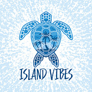 Island Vibes Tropical Sunset Sea Turtle Design Digital Art by John Schwegel