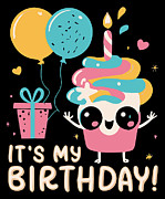 Its My Birthday Cute Cupcake Kawaii Digital Art by Flippin Sweet Gear