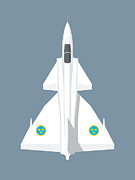 J37 Viggen Jet Aircraft - Slate Digital Art by Organic Synthesis