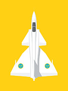 J37 Viggen Jet Aircraft - Yellow Digital Art by Organic Synthesis