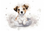 Jack Russell Terrier Puppy Dog in Bathtub Digital Art by Good Focused