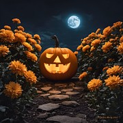 JackOLantern by Full Moon 2023 Digital Art by Cindy's Creative Corner