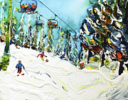 Jackson Hole Ski Print Ski Poster Painting by Pete Caswell