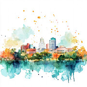 Jackson Mississippi Skyline  Painting by Clark Leffler