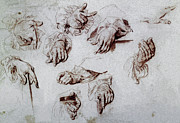 Jean Antoine Watteau/ Drawings Of Hands. Painting by Jean Antoine Watteau