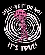 Jellyfish Flowers Entangled Swimming Wordplay Pun Digital Art by Toms Tee Store