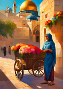 Jerusalem Flowers and Roses II Painting by Munir Alawi