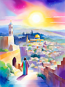 Jesus in Jerusalem II Painting by Munir Alawi