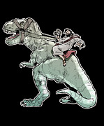 Jesus Riding A Rex Dinosaur Funny Realistic Drawing by Noirty Designs