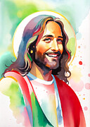 Jesus Watercolor I Photograph by Munir Alawi