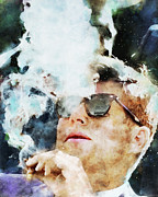 JFK Smoking Cigar Painting by Dan Sproul