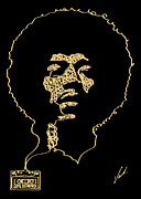 Jimi - one line drawing portrait by Vart. Drawing by Vart