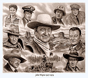 John Wayne collage 2 Drawing by Andrew Read