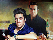 Johnny Cash and Elvis Painting by Charles Bickel