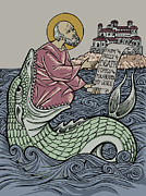 Jonah and The Sea Monster Drawing by Jonathan Pageau