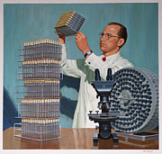 Jonas Salk's Polio Vaccine Painting by Ed Vebell