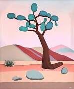 Joshua Tree 4 Painting Joshua Tree Desert Rocks Landscape Modern Multicolored Sunset Beige Blue Pink Orange Brown abstract art backdrop background banner blue color colorful concept creative Painting by N Akkash