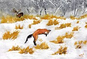 Jumping Fox Painting by Victoria Plut