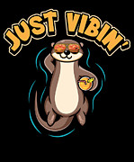 Just Vibin Otter Relax Farting Flatulence Pooping Digital Art by Toms Tee Store