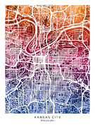 Kansas City Missouri City Map #29 Digital Art by Michael Tompsett